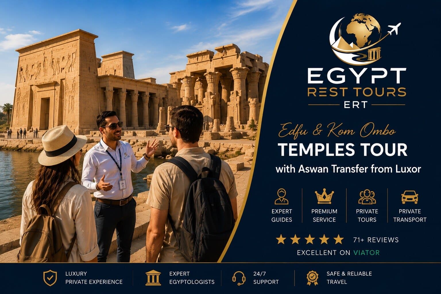 Private Aswan to Luxor Tour with Kom Ombo and Edfu Temples
