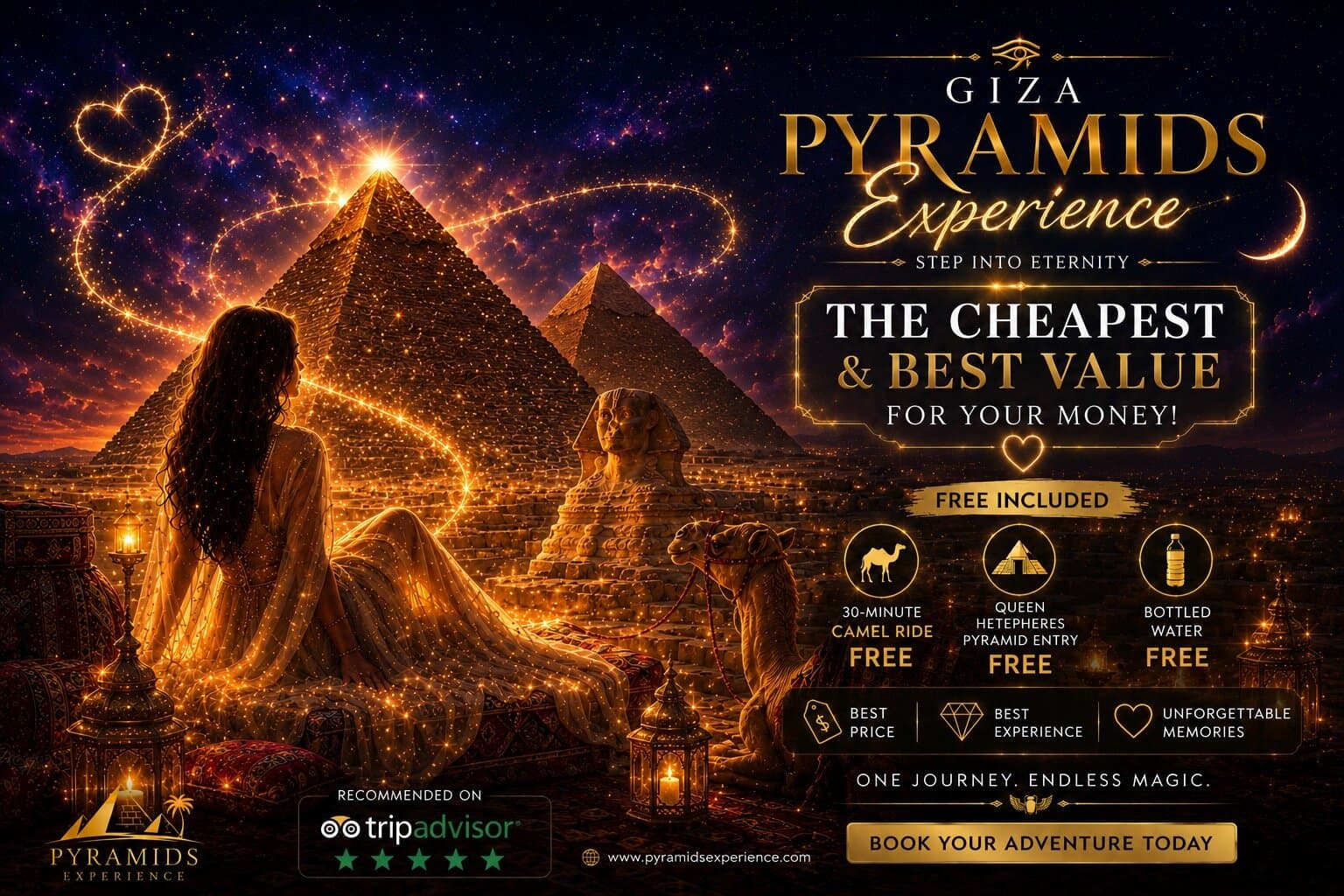 Lowest Price Giza Pyramids, Sphinx, Free Camel & Inside Pyramid