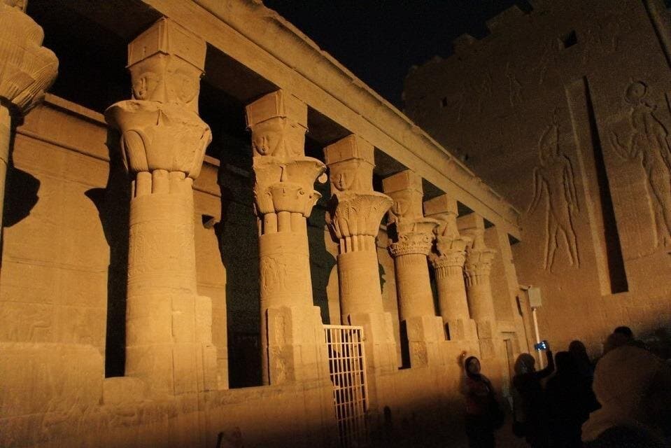 A sound and light show in the Philae Temple.