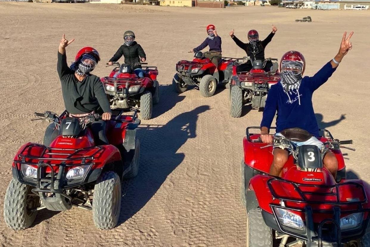 Sunset Desert Quad Bike Safari with Camel Ride and Bedouin Dinner From Hurghada