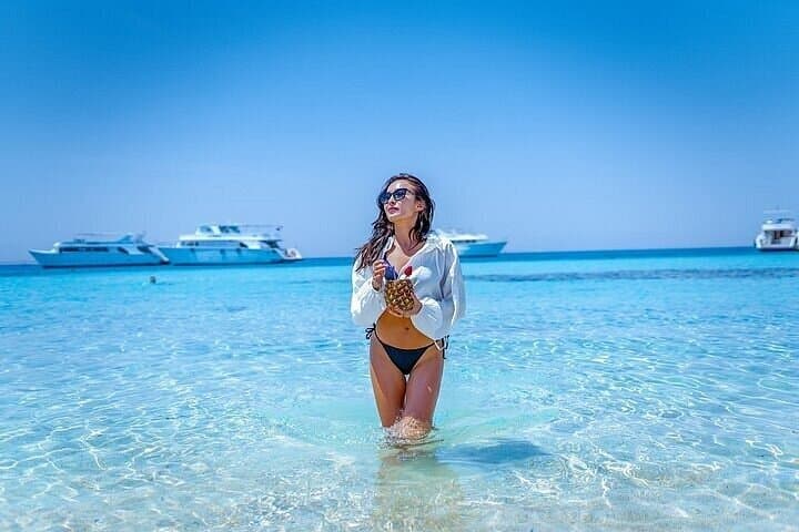 Hula Hula Island with Glass Boat & Lunch from Hurghada